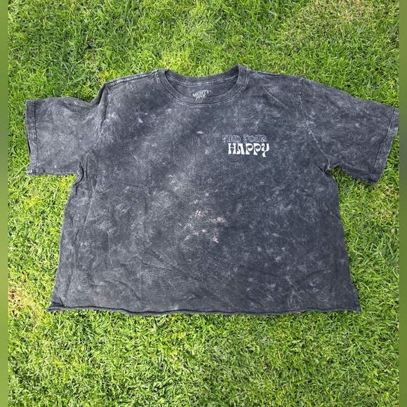 Mighty Fine Black Short Sleeve Tee with Acid Wash Effect Size XL - Picture 1 of 3